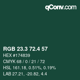 カラーコード: RGB 23.3 72.4 57 | qconv.com