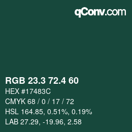 カラーコード: RGB 23.3 72.4 60 | qconv.com