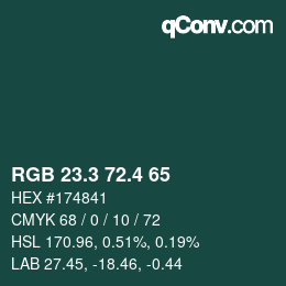 カラーコード: RGB 23.3 72.4 65 | qconv.com