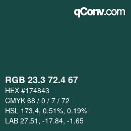カラーコード: RGB 23.3 72.4 67 | qconv.com