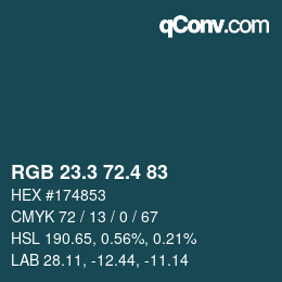 カラーコード: RGB 23.3 72.4 83 | qconv.com