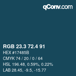 カラーコード: RGB 23.3 72.4 91 | qconv.com