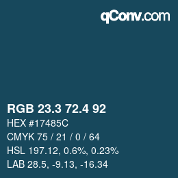 カラーコード: RGB 23.3 72.4 92 | qconv.com