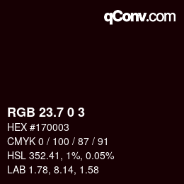 カラーコード: RGB 23.7 0 3 | qconv.com