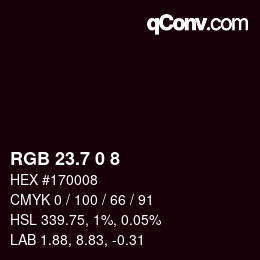 カラーコード: RGB 23.7 0 8 | qconv.com