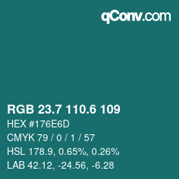 カラーコード: RGB 23.7 110.6 109 | qconv.com