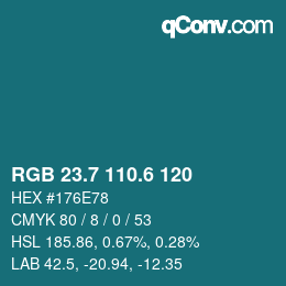 カラーコード: RGB 23.7 110.6 120 | qconv.com
