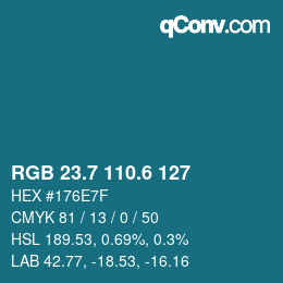 カラーコード: RGB 23.7 110.6 127 | qconv.com