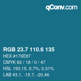 カラーコード: RGB 23.7 110.6 135 | qconv.com