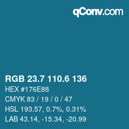 カラーコード: RGB 23.7 110.6 136 | qconv.com