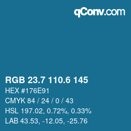 カラーコード: RGB 23.7 110.6 145 | qconv.com