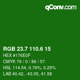 カラーコード: RGB 23.7 110.6 15 | qconv.com