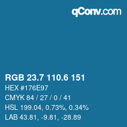 カラーコード: RGB 23.7 110.6 151 | qconv.com