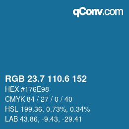 カラーコード: RGB 23.7 110.6 152 | qconv.com