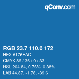 カラーコード: RGB 23.7 110.6 172 | qconv.com