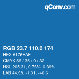 カラーコード: RGB 23.7 110.6 174 | qconv.com