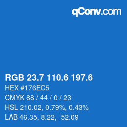 カラーコード: RGB 23.7 110.6 197.6 | qconv.com