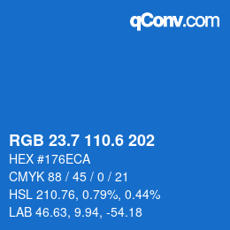 カラーコード: RGB 23.7 110.6 202 | qconv.com