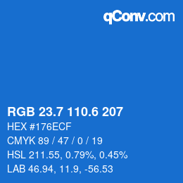 カラーコード: RGB 23.7 110.6 207 | qconv.com