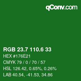 カラーコード: RGB 23.7 110.6 33 | qconv.com