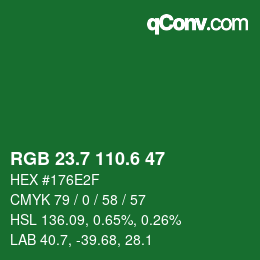 カラーコード: RGB 23.7 110.6 47 | qconv.com