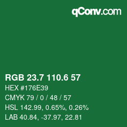 カラーコード: RGB 23.7 110.6 57 | qconv.com