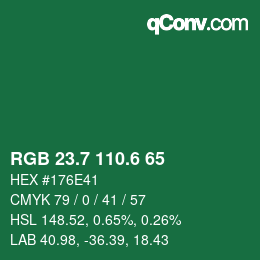 カラーコード: RGB 23.7 110.6 65 | qconv.com