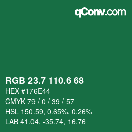 カラーコード: RGB 23.7 110.6 68 | qconv.com