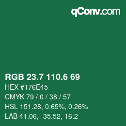 カラーコード: RGB 23.7 110.6 69 | qconv.com