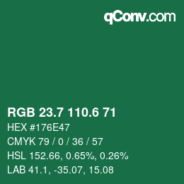 カラーコード: RGB 23.7 110.6 71 | qconv.com