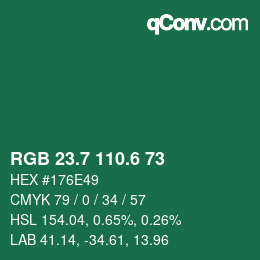 カラーコード: RGB 23.7 110.6 73 | qconv.com