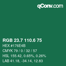 カラーコード: RGB 23.7 110.6 75 | qconv.com