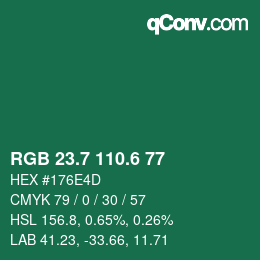 カラーコード: RGB 23.7 110.6 77 | qconv.com
