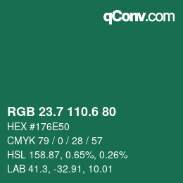 カラーコード: RGB 23.7 110.6 80 | qconv.com
