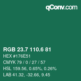 カラーコード: RGB 23.7 110.6 81 | qconv.com
