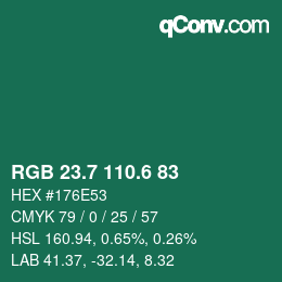 カラーコード: RGB 23.7 110.6 83 | qconv.com