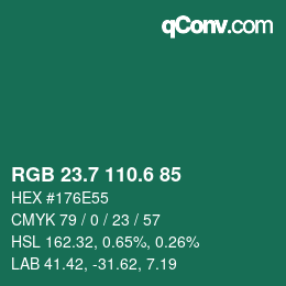 カラーコード: RGB 23.7 110.6 85 | qconv.com