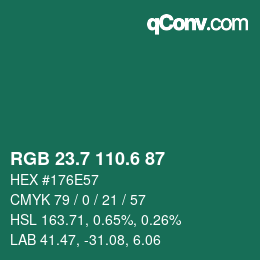 カラーコード: RGB 23.7 110.6 87 | qconv.com