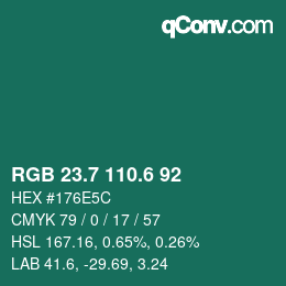 カラーコード: RGB 23.7 110.6 92 | qconv.com