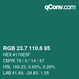 カラーコード: RGB 23.7 110.6 95 | qconv.com
