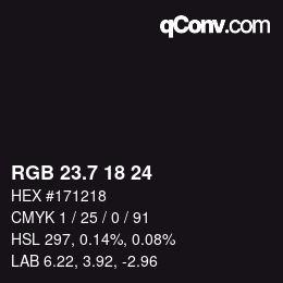 カラーコード: RGB 23.7 18 24 | qconv.com