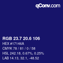 カラーコード: RGB 23.7 20.6 106 | qconv.com