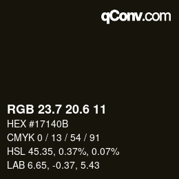カラーコード: RGB 23.7 20.6 11 | qconv.com