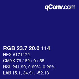 カラーコード: RGB 23.7 20.6 114 | qconv.com