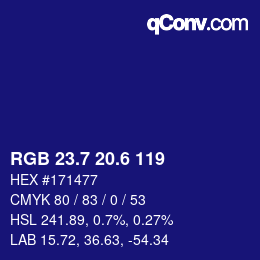 カラーコード: RGB 23.7 20.6 119 | qconv.com