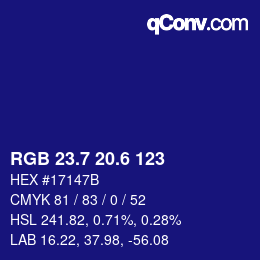 カラーコード: RGB 23.7 20.6 123 | qconv.com