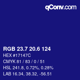 カラーコード: RGB 23.7 20.6 124 | qconv.com