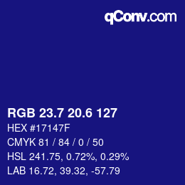 カラーコード: RGB 23.7 20.6 127 | qconv.com