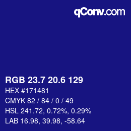カラーコード: RGB 23.7 20.6 129 | qconv.com