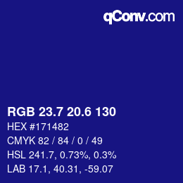 カラーコード: RGB 23.7 20.6 130 | qconv.com